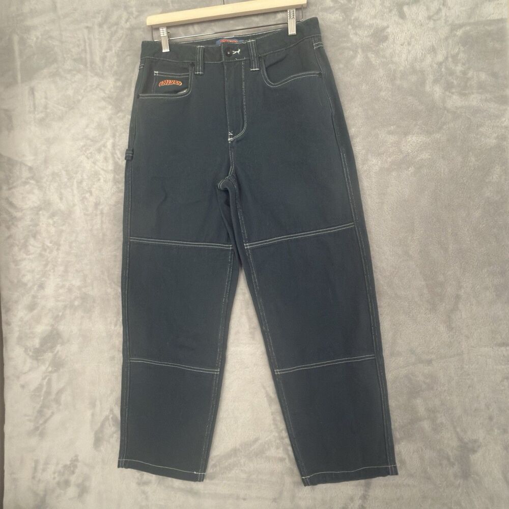Empyre Double Knee Pants Mens 30x28 Green Baggy Wide Leg Skater